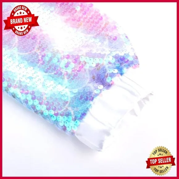 Girls Sequin Bomber Jacket Size 5-14 Polyester Viscose Windproof Zipper - Picture 3 of 7